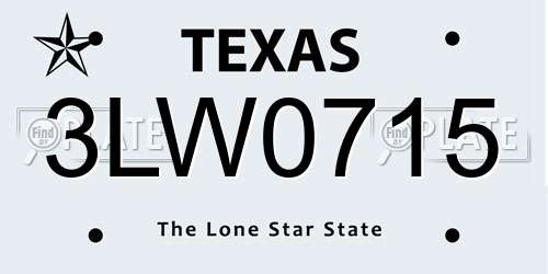 3LW0715 Texas License Plate
