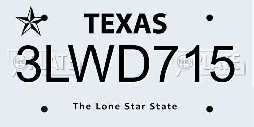 3LWD715 Texas License Plate
