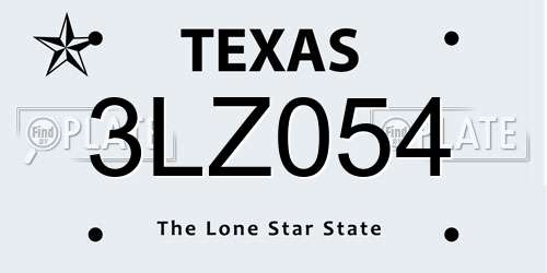 3LZ054 Texas License Plate