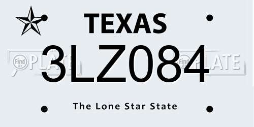 3LZ084 Texas License Plate
