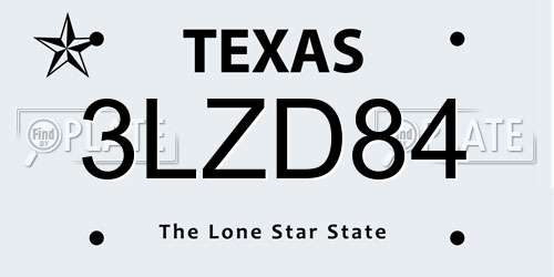 3LZD84 Texas License Plate