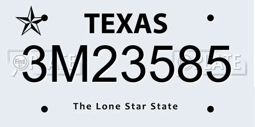 3M23585 Texas License Plate
