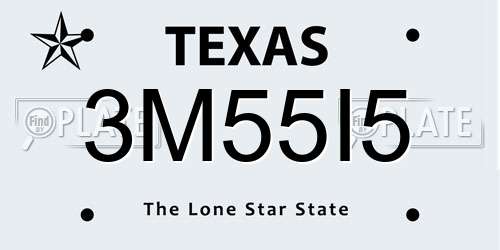 3M55I5 Texas License Plate
