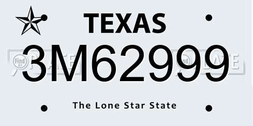 3M62999 Texas License Plate