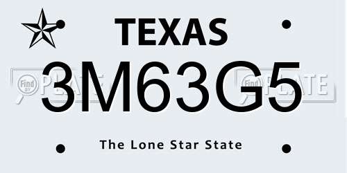 3M63G5 Texas License Plate