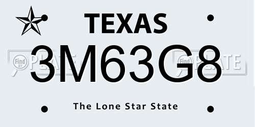 3M63G8 Texas License Plate