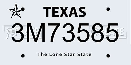 3M73585 Texas License Plate