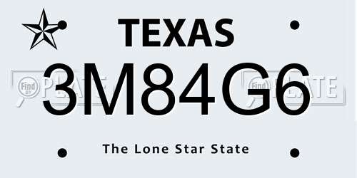 3M84G6 Texas License Plate