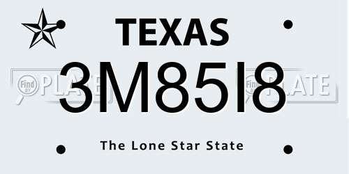 3M85I8 Texas License Plate