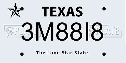 3M88I8 Texas License Plate