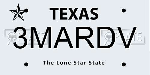 3MARDV Texas License Plate