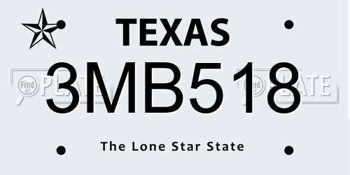 3MB518 Texas License Plate