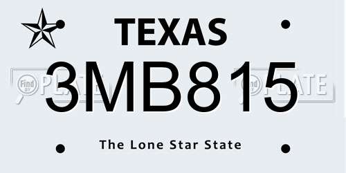 3MB815 Texas License Plate