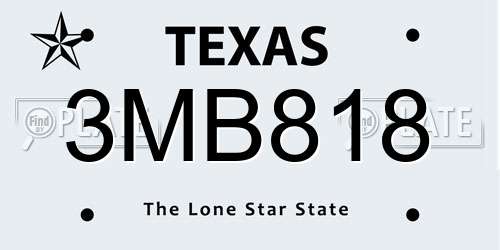 3MB818 Texas License Plate