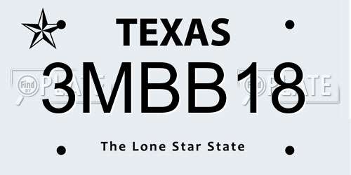 3MBB18 Texas License Plate