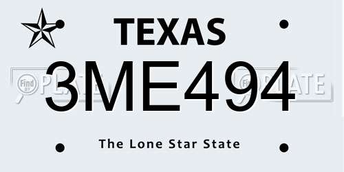 3ME494 Texas License Plate