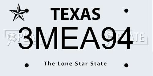 3MEA94 Texas License Plate