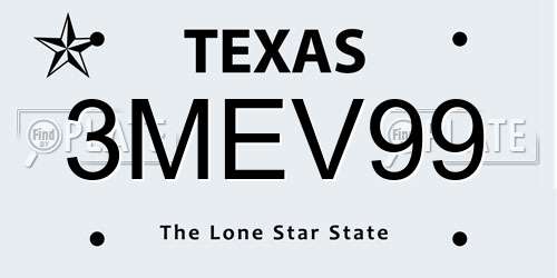 3MEV99 Texas License Plate