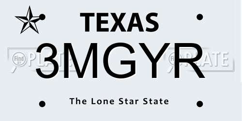 3MGYR Texas License Plate