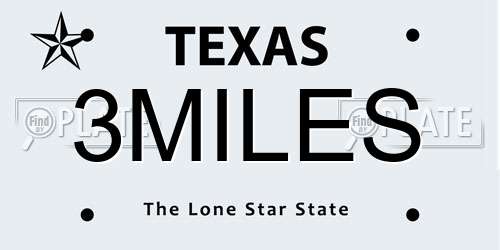 3MILES Texas License Plate