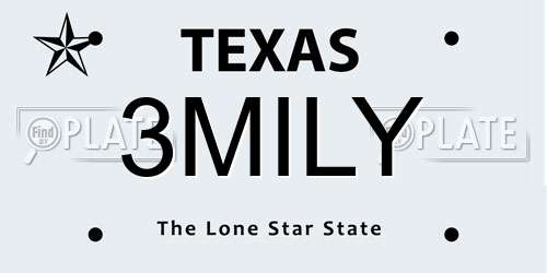 3MILY Texas License Plate