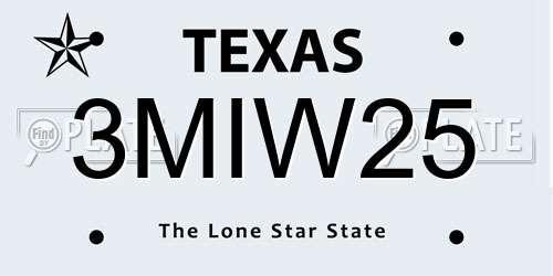 3MIW25 Texas License Plate