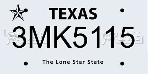 3MK5115 Texas License Plate