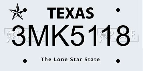 3MK5118 Texas License Plate