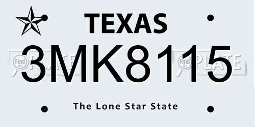 3MK8115 Texas License Plate