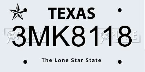 3MK8118 Texas License Plate