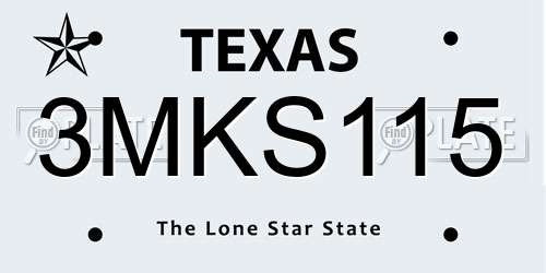 3MKS115 Texas License Plate