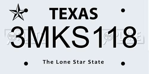 3MKS118 Texas License Plate