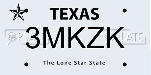 3MKZK Texas License Plate
