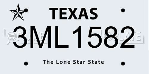 3ML1582 Texas License Plate
