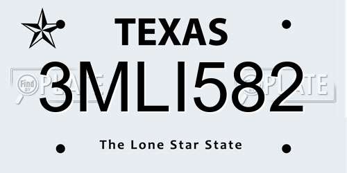 3MLI582 Texas License Plate