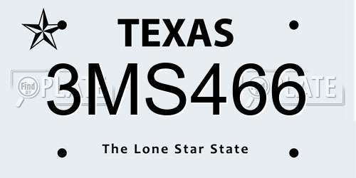 3MS466 Texas License Plate