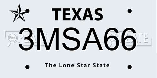 3MSA66 Texas License Plate