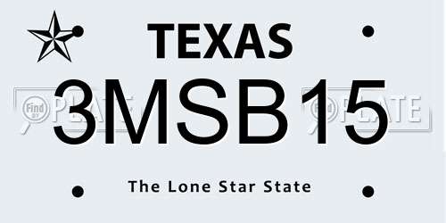 3MSB15 Texas License Plate