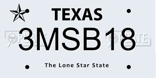 3MSB18 Texas License Plate