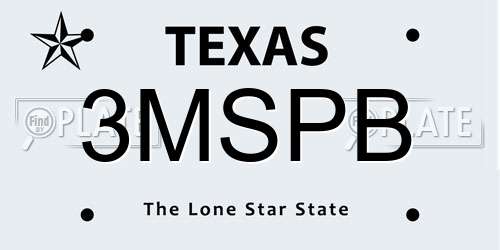 3MSPB Texas License Plate