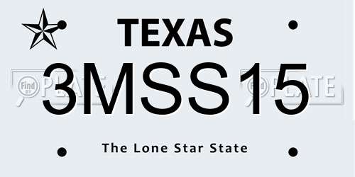 3MSS15 Texas License Plate