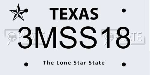 3MSS18 Texas License Plate