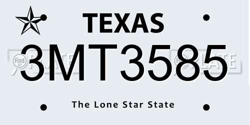 3MT3585 Texas License Plate