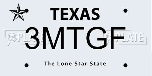 3MTGF Texas License Plate