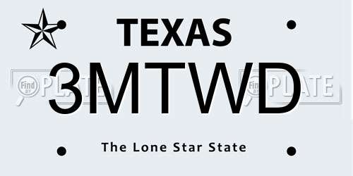 3MTWD Texas License Plate