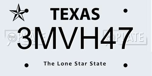 3MVH47 Texas License Plate