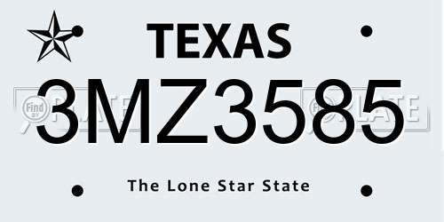 3MZ3585 Texas License Plate
