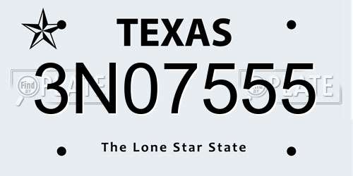 3N07555 Texas License Plate