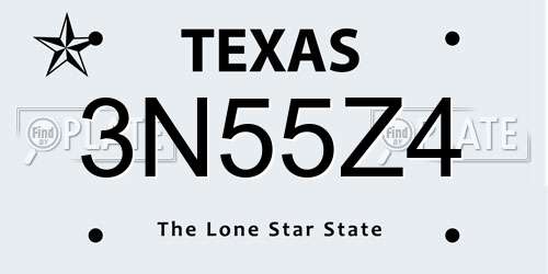 3N55Z4 Texas License Plate