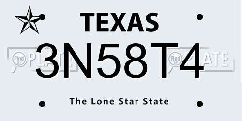 3N58T4 Texas License Plate